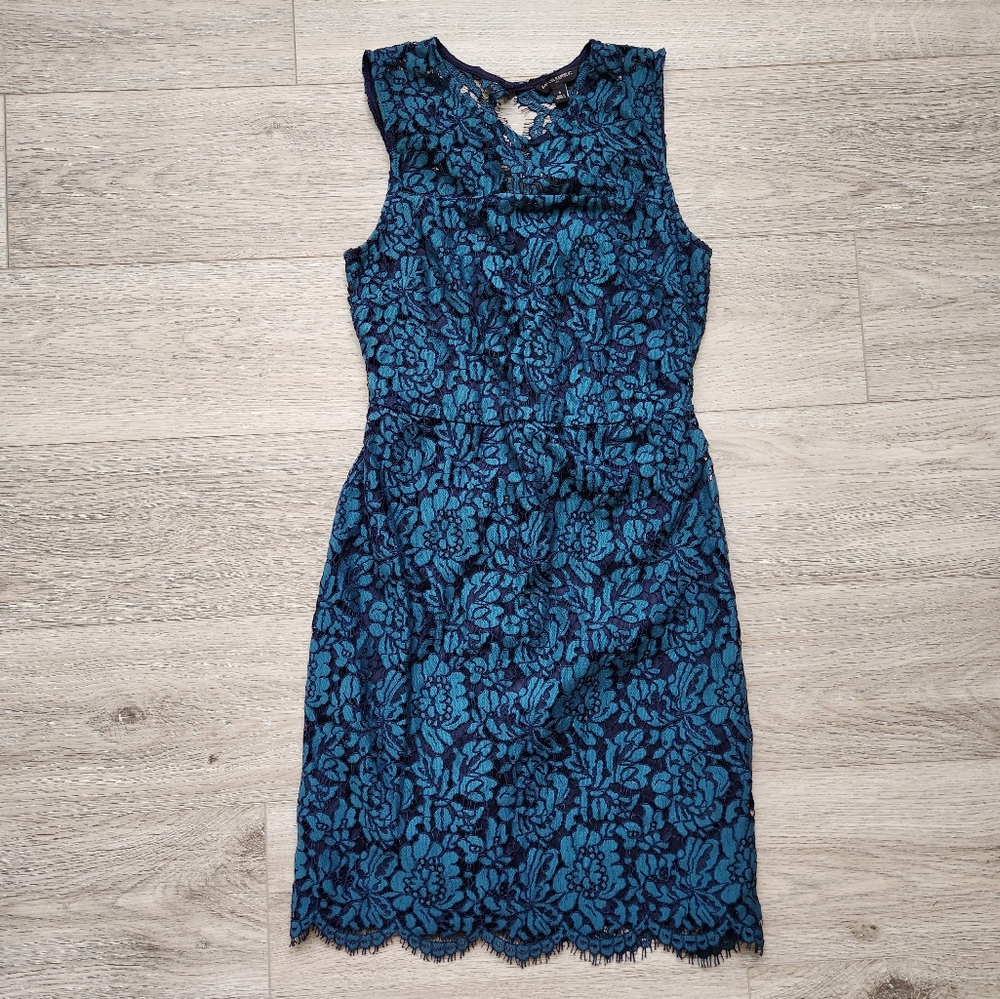 Banana Republic Teal And Blue Lace Dress Womens 6 Sleeveless Formal Wedding